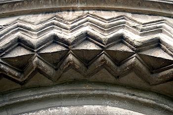 Norman work forming the arch above the south door March 2012